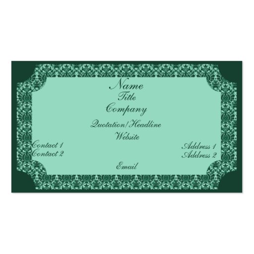 Vintage Damask Business Card, Mint Green