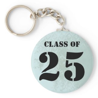 Vintage Damask Class of 2011 Keychain Tossing Caps keychain