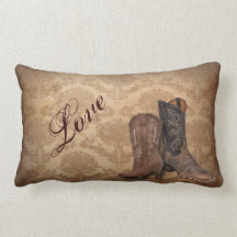 vintage damask Cowboy Boots Country love Throw Pillows