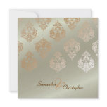 Vintage Damask/faux copper wedding invitations