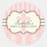 Vintage Damask First Communion Sticker