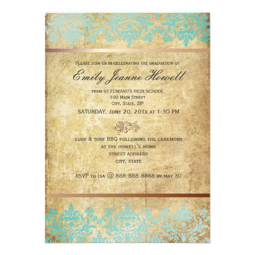 Vintage Damask/Graduations Party Invitations