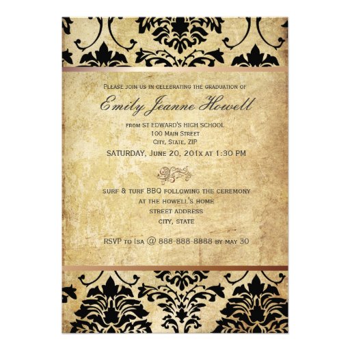 Vintage Damask/Graduations Party Invitations