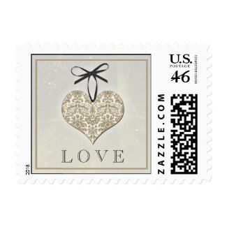 Vintage Damask Heart Postage stamp