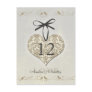 Vintage Damask Heart Table Number Card Post Cards