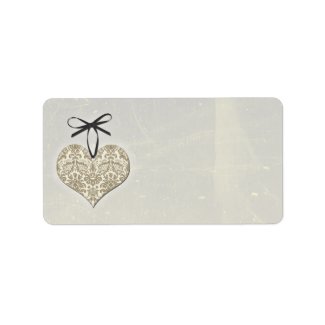 Vintage Damask Heart Wedding Blank Address Label label