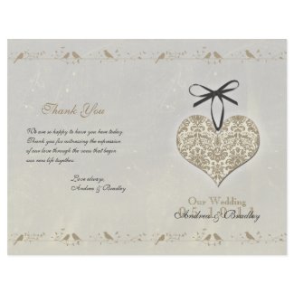 Heart Wedding Programs on Vintage Damask Heart Wedding Program Flyer