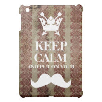Vintage Damask Heraldry Keep Calm Mustache ipad mini cases
