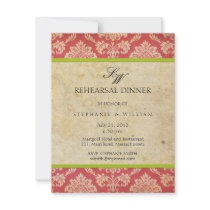 Vintage Damask Monogram Rehearsal Dinner Card Invitations