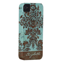 Vintage Damask Pattern with Area for Name Iphone 4 Cover