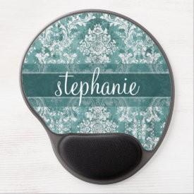 Vintage Damask Pattern with Grungy Finish Gel Mousepads
