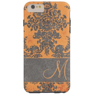 Vintage Damask Pattern with Monogram Tough iPhone 6 Plus Case