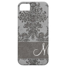 Vintage Damask Pattern with Monogram iPhone 5 Covers