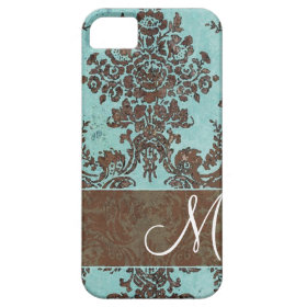Vintage Damask Pattern with Monogram iPhone 5 Covers