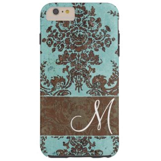 Vintage Damask Pattern with Monogram Tough iPhone 6 Plus Case