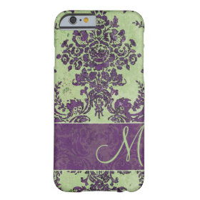 Vintage Damask Pattern with Monogram Barely There iPhone 6 Case