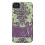 Vintage Damask Pattern with Monogram Iphone 4 Covers Vintage Damask Pattern with Monogram Iphone 4 Covers