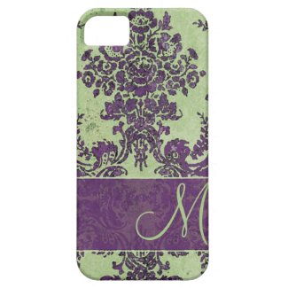 Vintage Damask Pattern with Monogram Iphone 5 Covers