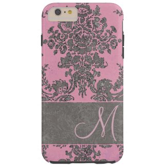 Vintage Damask Pattern with Monogram Tough iPhone 6 Plus Case