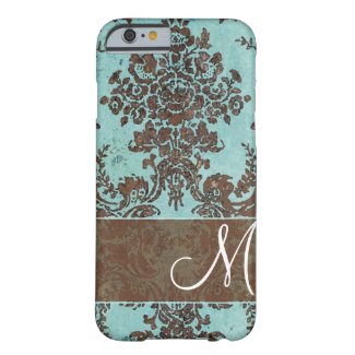 Vintage Damask Pattern with Monogram iPhone 6 Case