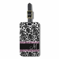 Vintage Damask Pattern with Monogram luggage tags