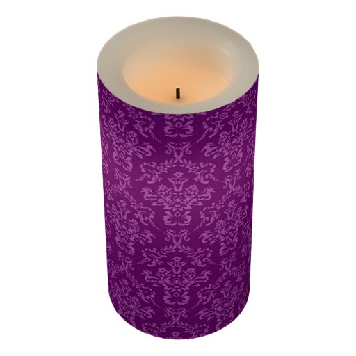 vintage Damask, purple Flameless Candle Zazzle