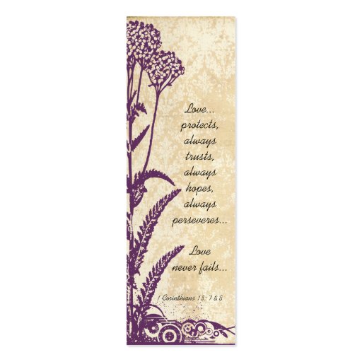 Vintage Damask Purple Wild Flower Wedding Tags Business Cards (front side)
