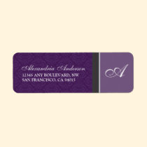 Vintage Damask Return Address Label (purple) labels