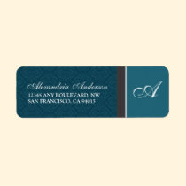 Vintage Damask Return Address Label (teal) labels