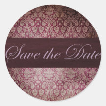 Vintage Damask Save the Date Sticker/Seal