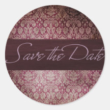 Vintage Damask Save the Date Sticker/Seal