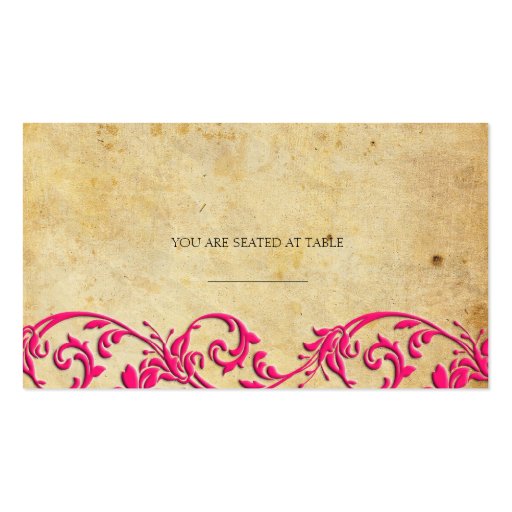 Vintage Damask Swirl Wedding Placecards Business Card (front side)