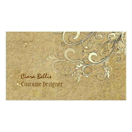 Vintage Damask + swirls Costume Designer Business Card Template