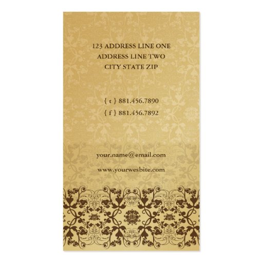 Vintage Damask Swirls Lace Floral Profile Card Business Card Templates (back side)