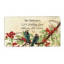 Vintage Damask Teal Bird Burgundy Flowering Branch Shipping Label