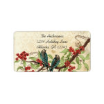 Vintage Damask Teal Bird Burgundy Flowering Branch Personalized Address Labels Vintage Damask Teal Bird Burgundy Flowering Branch Personalized Address Labels