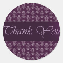 Vintage Damask Thank You Sticker/Seal