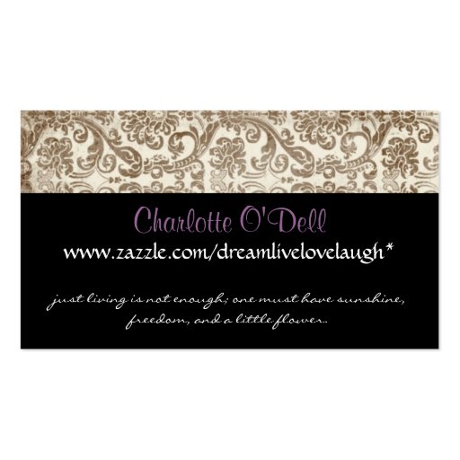 vintage damask; website marketing business card template (front side)