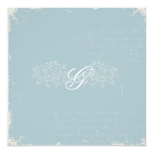Vintage damask wedding invitation Blue