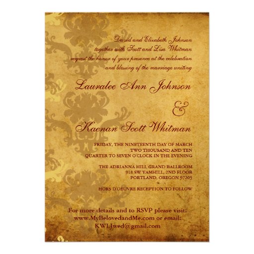 Vintage Damask Wedding Invitations