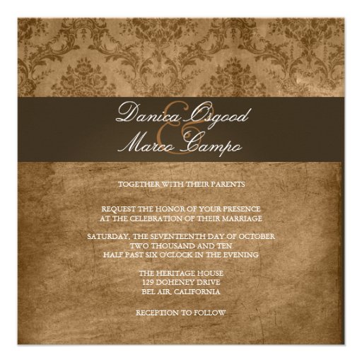 Vintage Damask Wedding Invitations