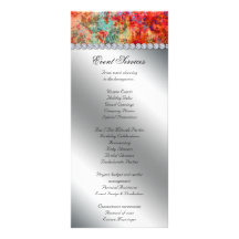 Vintage Damask Wedding Rack Cards Orange Silver