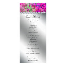 Vintage Damask Wedding Rack Cards Pink Silver