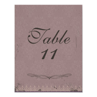 Vintage Damask Wedding Table Numbers Card