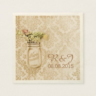 vintage damask western floral mason jar wedding disposable napkin