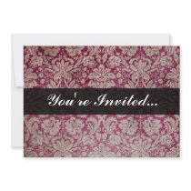Vintage Damask Wine, Personalized Invitation