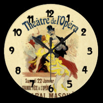 Vintage Dance Hall Masque Poster Art wall clocks