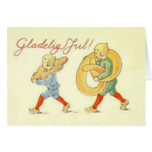 Vintage Danish Gladelig Jul Christmas Card | Zazzle