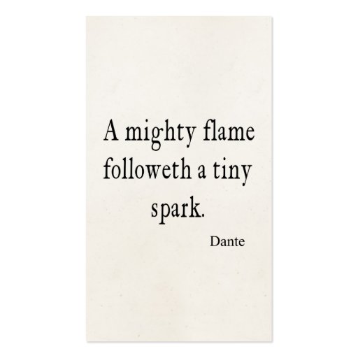 Vintage Dante Mighty Flame Tiny Spark Quote Quotes Business Card (front side)