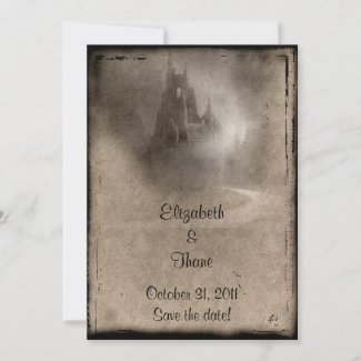 Vintage Dark Castle Gothic Wedding invitation